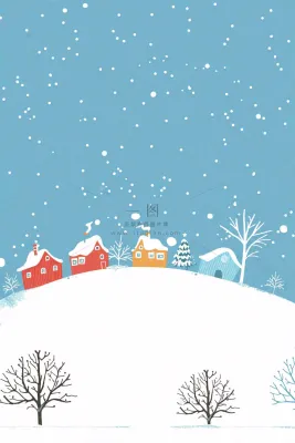 冬天白雪覆盖寒冷唯美雪景小寒插画背景