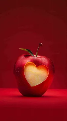 红色苹果掏爱心形状创意平安夜摄影图