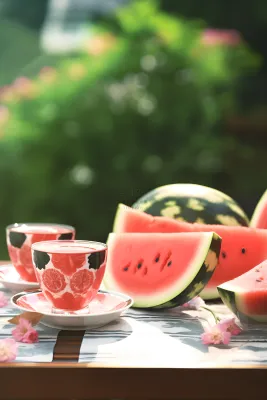 夏天西瓜饮料清新背景