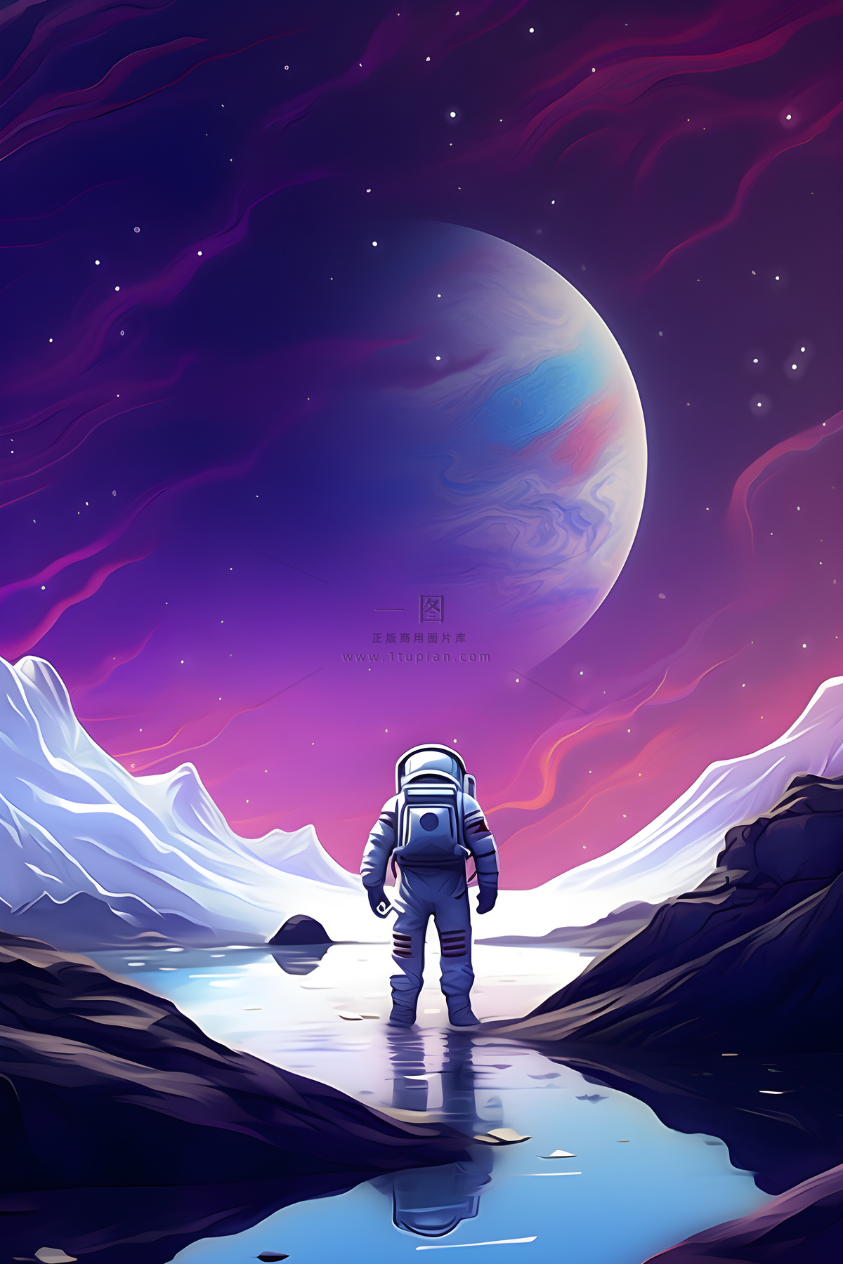 航天员太空紫色星空背景