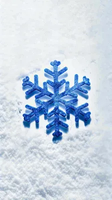 冬季白雪地里的蓝色雪花寒冷大寒小雪大雪摄影图