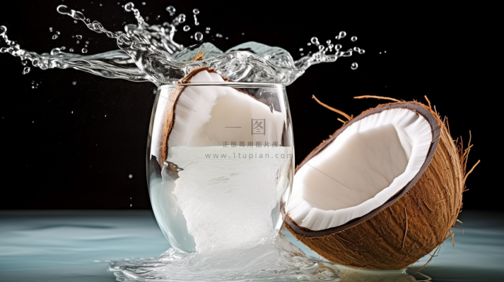 夏日椰汁椰子果汁摄影图