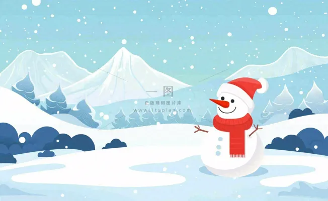 冬天白雪覆盖寒冷唯美雪景大寒插画背景