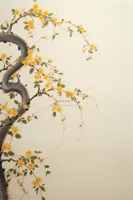 桂花枝叶清新黄色国风背景 桂花枝叶清新黄色国风背景