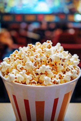 电影院休闲爆米花观影场景摄影图