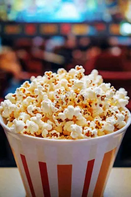 电影院休闲爆米花观影场景摄影图