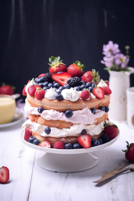 小蛋糕水果蛋糕下午茶美食甜点摄影图