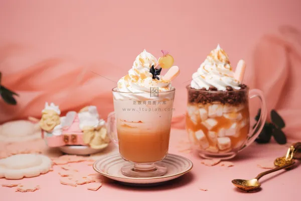 奶油奶茶饮料下午茶美食甜点摄影图