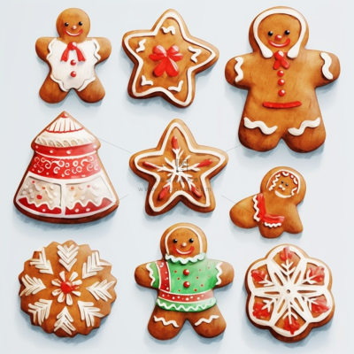 姜饼人圣诞饼干甜点卡通插画背景 姜饼人圣诞饼干甜点卡通插画背景