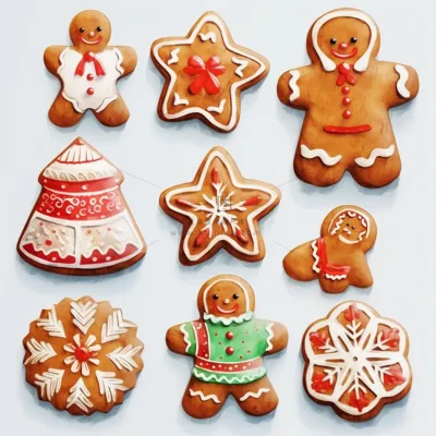 姜饼人圣诞饼干甜点卡通插画背景 姜饼人圣诞饼干甜点卡通插画背景