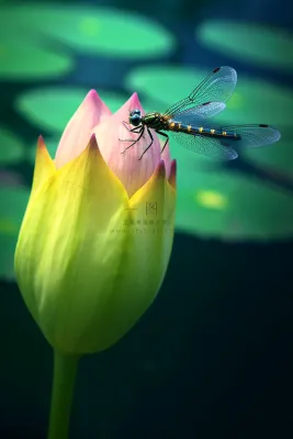 简约小清新荷花蜻蜓节气海报背景 简约小清新荷花蜻蜓节气海报背景