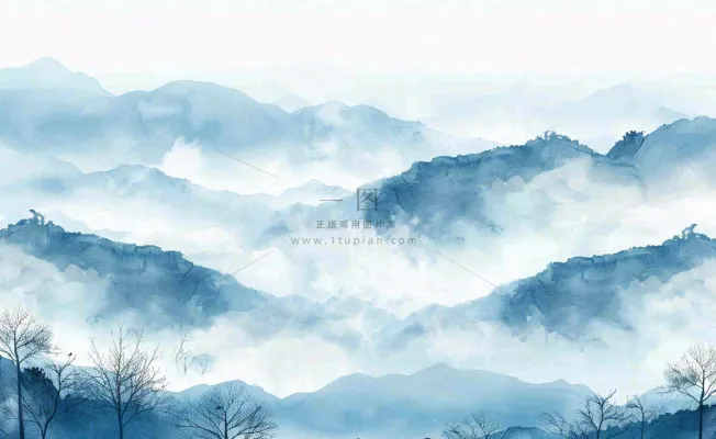 中国风水墨山水画青山山峦叠嶂云雾清明端午寒露古风插画背景 中国风水墨山水画青山山峦叠嶂云雾清明端午寒露古风插画背景