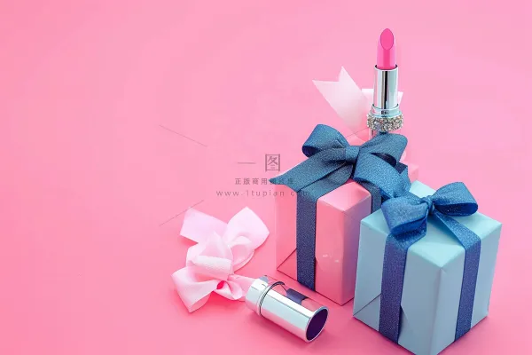 口红礼物妇女节女神节粉色礼物摄影图