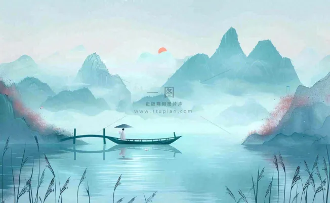 白露中国山水画古风芦苇水墨画寒露背景 白露中国山水画古风芦苇水墨画寒露背景