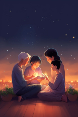 夜晚意境老人陪伴背景