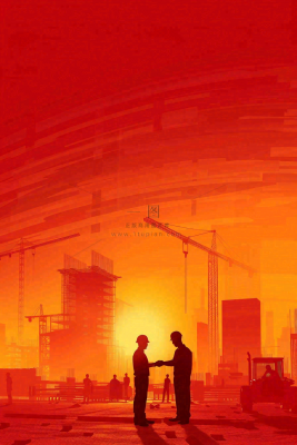 红色工地指挥工人职业人物剪影劳动节插画背景 红色工地指挥工人职业人物剪影劳动节插画背景