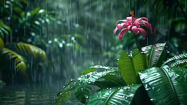 春天雨水森林植物的雨滴谷雨摄影图 春天雨水森林植物的雨滴谷雨摄影图