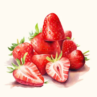 草莓水果水彩插画素材