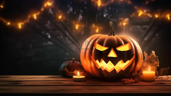 万圣节搞怪南瓜灯恐怖夜晚摄影图