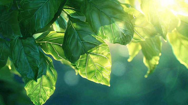 阳光下的植物绿叶立春春分摄影图