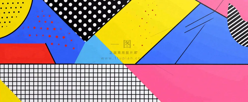 彩色涂鸦墙矩形形状点线面，高饱和色彩青春