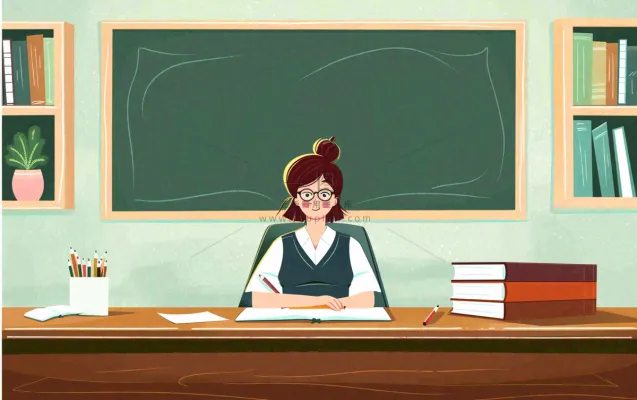 讲台上课教书育人老师黑板教师节卡通插画背景 讲台上课教书育人老师黑板教师节卡通插画背景