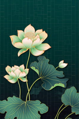 绿色简约清新莲花节气背景 绿色简约清新莲花节气背景