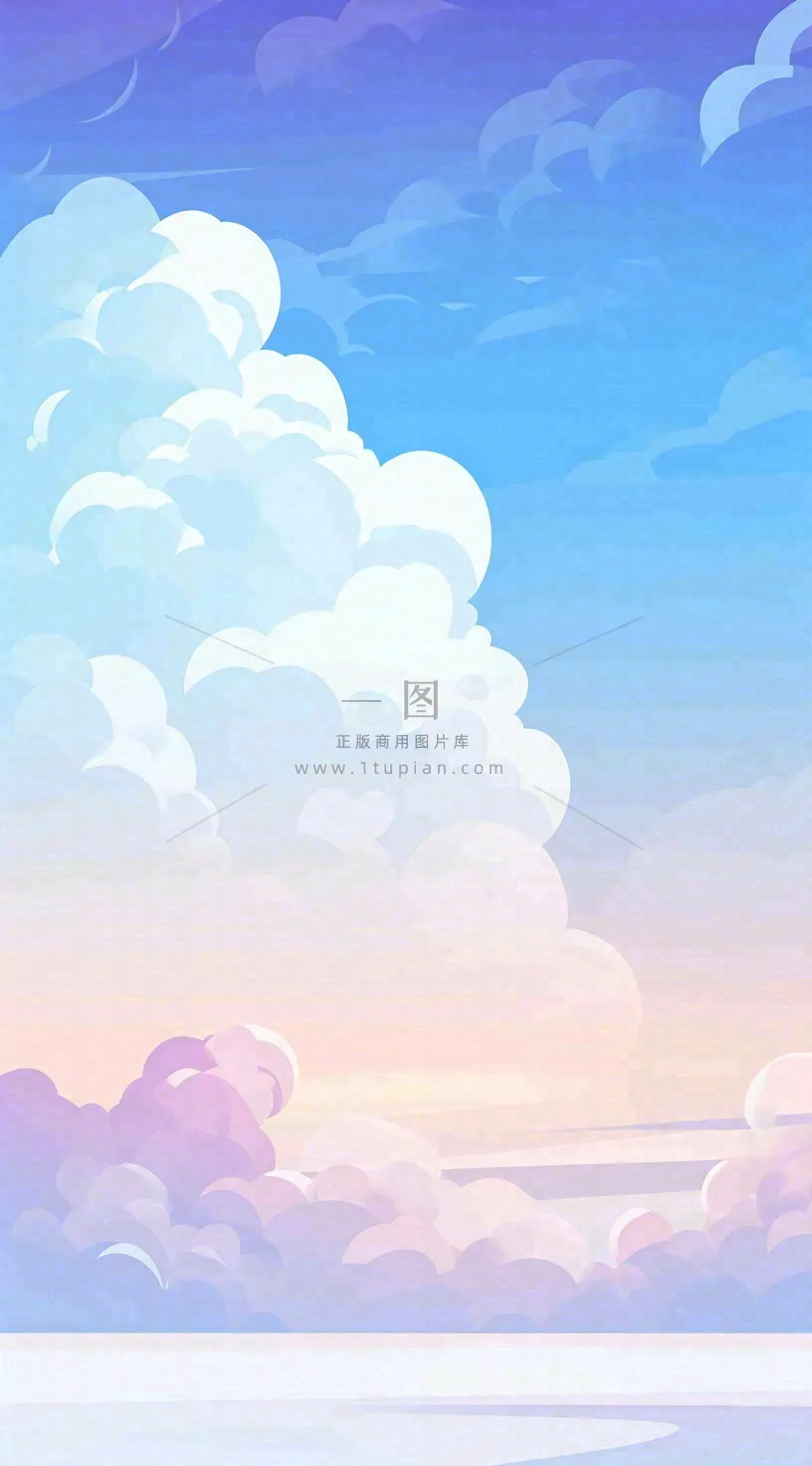 蓝紫色天空白云清新浪漫落日海上倒影