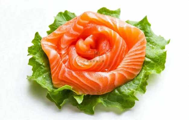 生鱼片三文鱼生菜食物摄影图