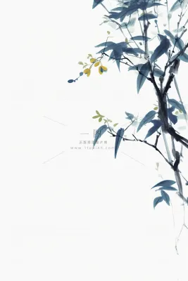 中国风简约淡雅蓝色枝叶背景 中国风简约淡雅蓝色枝叶背景