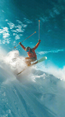 冬季冰雪极限滑雪旅行比赛，体育运动摄影图