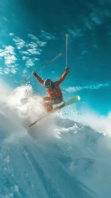 冬季冰雪极限滑雪旅行比赛，体育运动摄影图