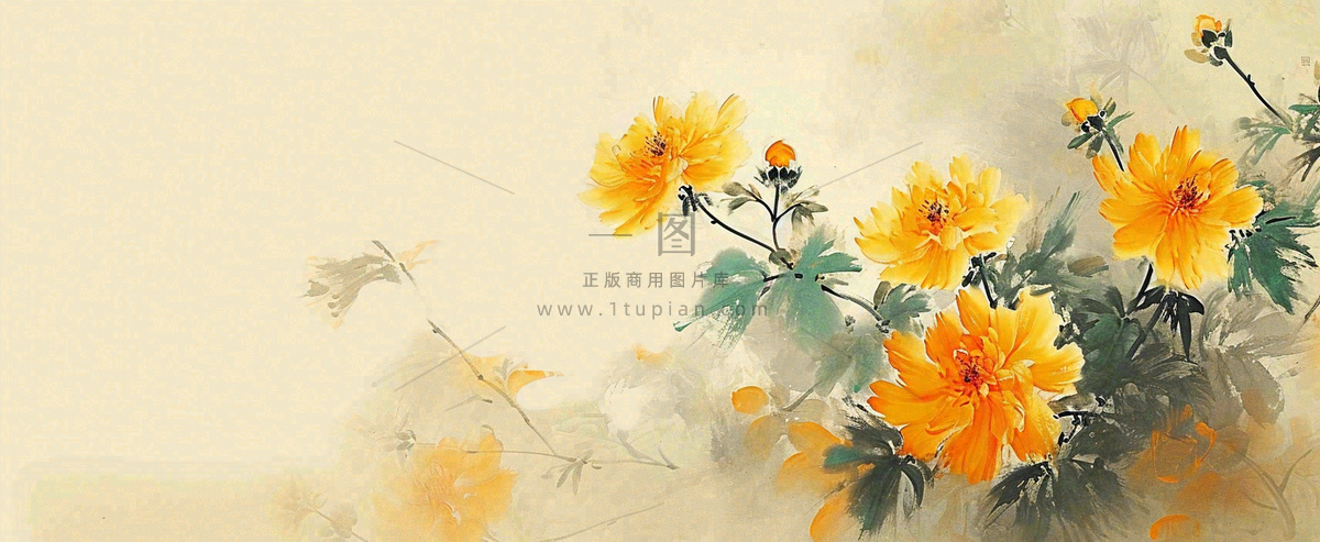 温馨纹理橙色花朵鲜花蝴蝶意境唯美,中国风