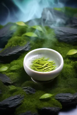 绿茶品茶茶文化摄影图