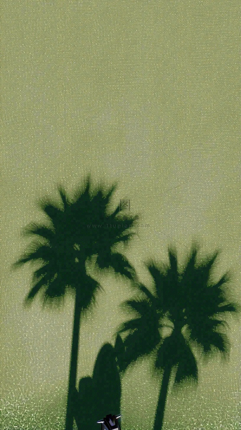 简约绿色叶子影子纹理