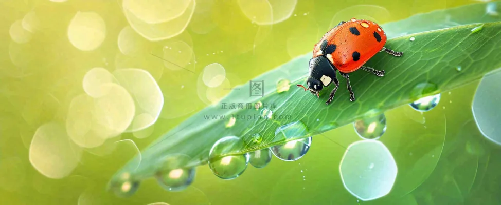 春天雨水叶子绿叶上的七星瓢虫,虫类,谷雨春分摄影图 春天雨水叶子绿叶上的七星瓢虫,虫类,谷雨春分摄影图