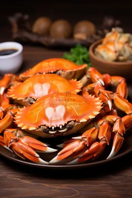 螃蟹秋季美食摄影图 