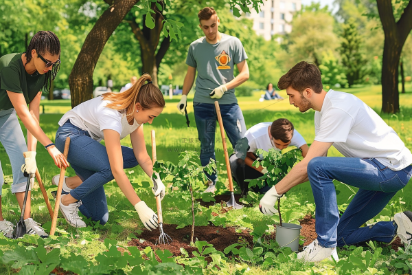 植树保护环境活动摄影图