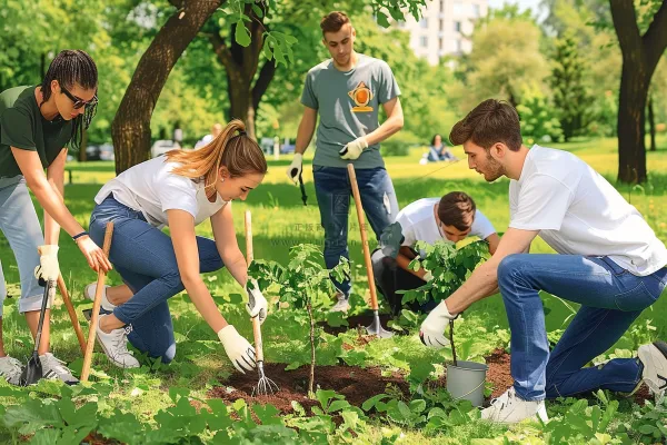 植树保护环境活动摄影图