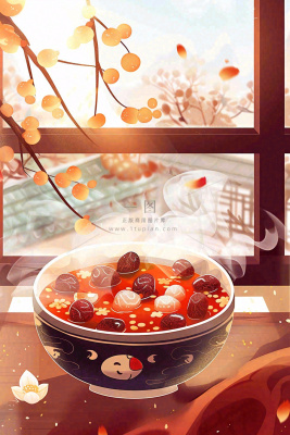 腊八粥冬季新年腊八节卡通插画背景