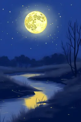 月光草地夜晚背景