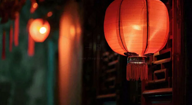 新春佳节红色灯笼元宵节小年除夕夜喜庆摄影图