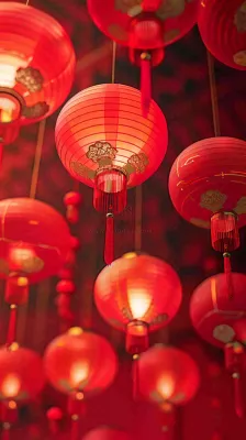 新春佳节红色灯笼元宵节小年除夕夜喜庆节日背景