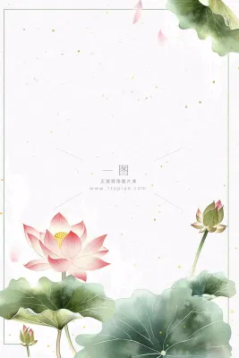 夏天荷花荷叶清凉小清新淡雅立夏夏至暑插画背景 夏天荷花荷叶清凉小清新淡雅立夏夏至暑插画背景