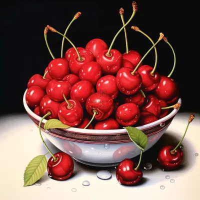 樱桃车厘子水果彩铅水彩插画插图背景