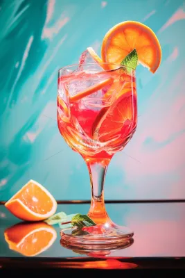 西柚气泡果酒饮料摄影图