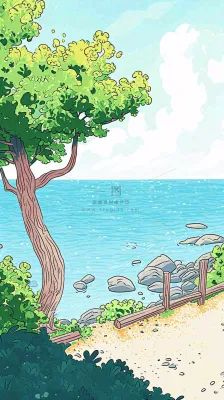 海边沙滩玩耍旅行夏日假期游玩手绘插画,可爱清新,夏至小暑大暑 海边沙滩玩耍旅行夏日假期游玩手绘插画,可爱清新,夏至小暑大暑