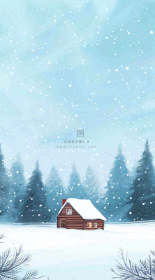 冬天白雪覆盖寒冷唯美雪景大寒插画背景