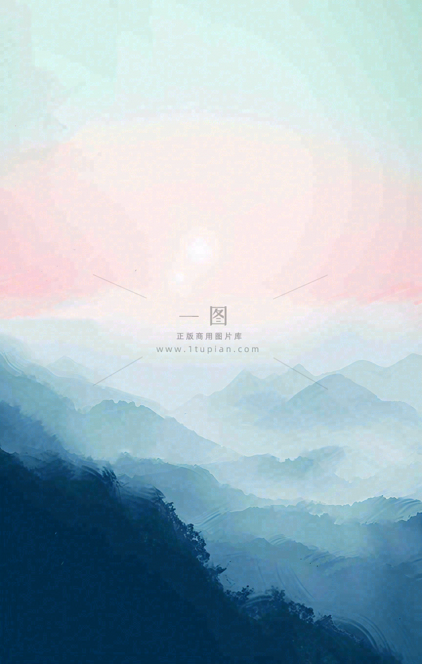 中国风云雾山脉河流湖面意境植物