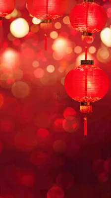 新春佳节红灯笼高挂灯火通明红色喜庆庆祝小年除夕夜元宵摄影图